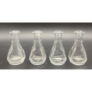 VTG LIBBEY Pinched Bud Vases Mini Clear Glass Bottle Decanters 3.5” Set of 4